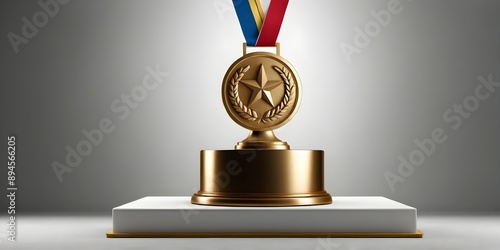 Winner gold medal with a star on it
