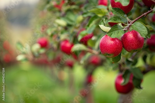 Red Apples on Branch in Orchard