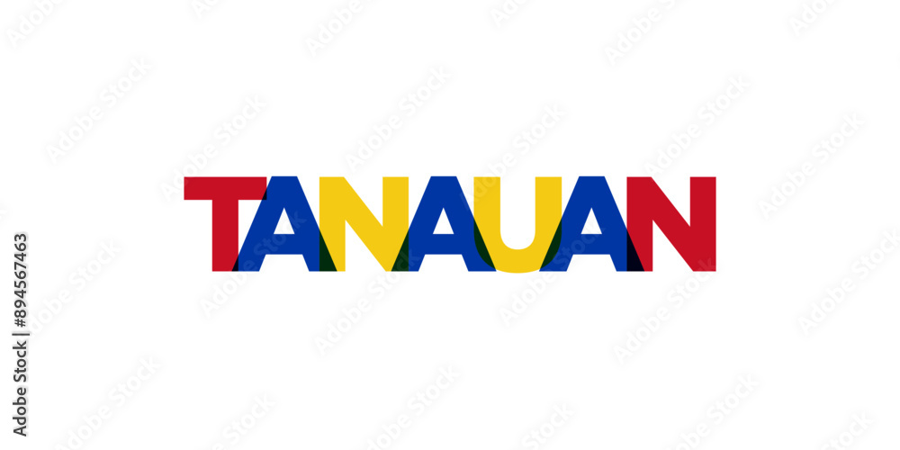 Tanauan in the Philippines emblem. The design features a geometric style, vector illustration with bold typography in a modern font. The graphic slogan lettering.