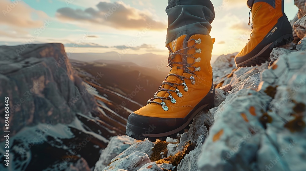 Orange boots for climbing sport. Orange boots for climbing sport.