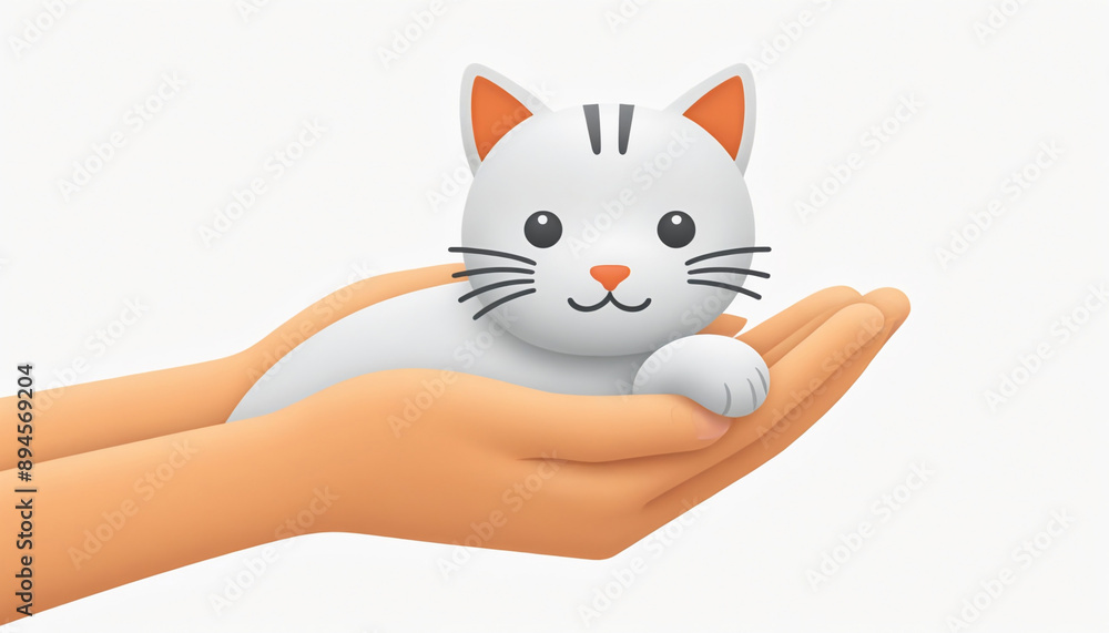 Fototapeta premium cat being gently petted by a human hand, showcasing a moment of affection and care.