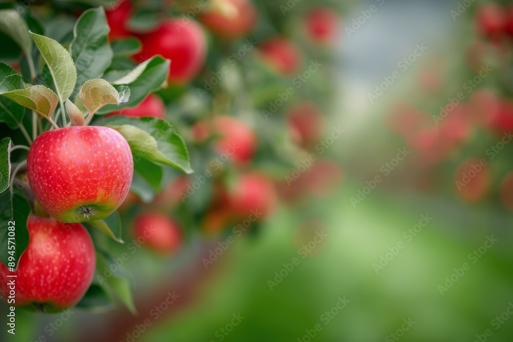 Red Apples on Branch in Orchard Red Apples on Branch in Orchard