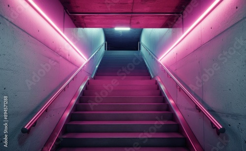 Neon Lights in Urban Underpass