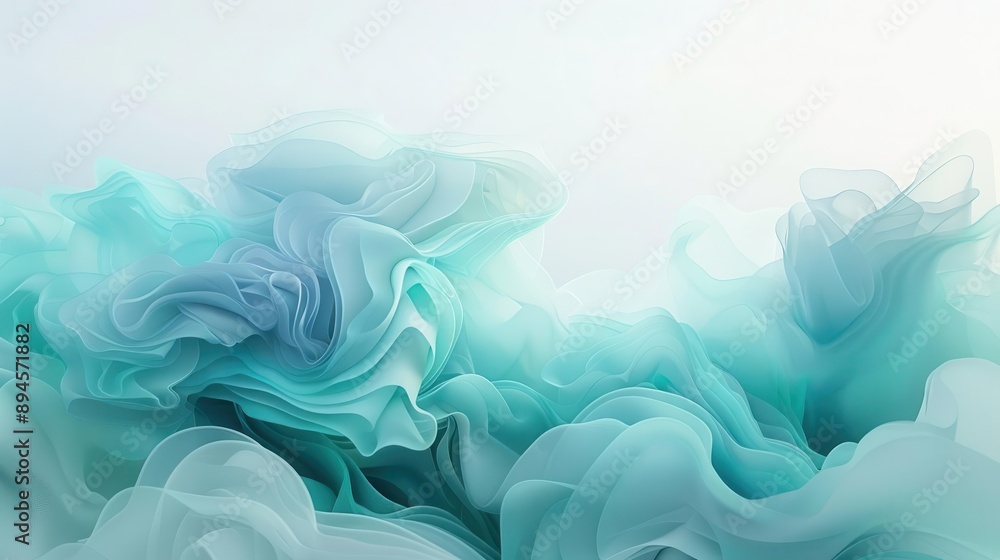 ethereal abstract form blending sky blue and mint green reminiscent of a blooming flower or cloud soft edges and gradient colors create a soothing dreamlike visual on a crisp white background ethereal abstract form blending sky blue and mint green reminiscent of a blooming flower or cloud soft edges and gradient colors create a soothing dreamlike visual on a crisp white background
