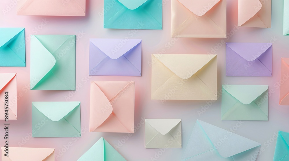 Soft pastel hues background with professional email marketing tools, showcasing customer engagement Soft pastel hues background with professional email marketing tools, showcasing customer engagement
