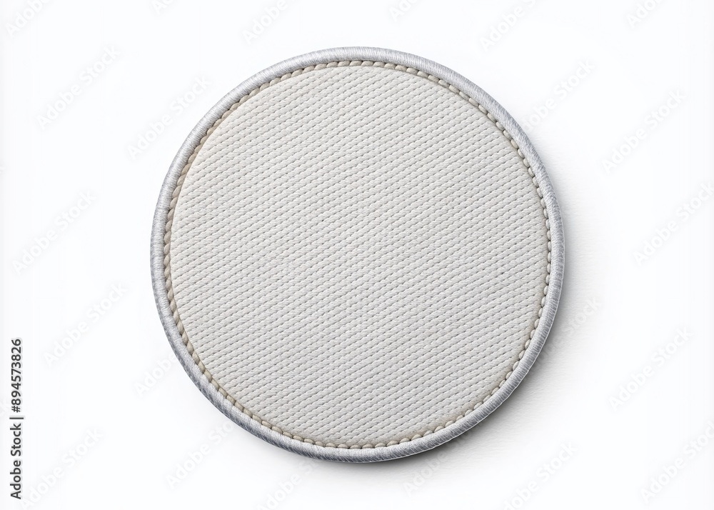 Isolated rounded embroidered patch mockup with clear circular stitches on a blank white background, awaiting custom icon or logo design, ideal for branding and apparel.