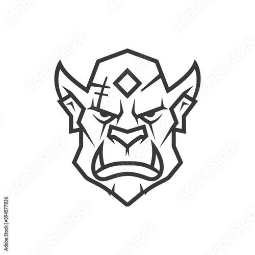 fierce and determined ogre stares ahead