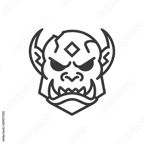 fierce and angry orc with a diamond on its forehead