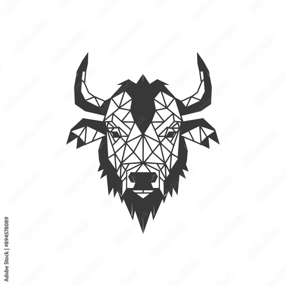 Geometric Bull Head a Striking Black and White Illustration Geometric Bull Head a Striking Black and White Illustration