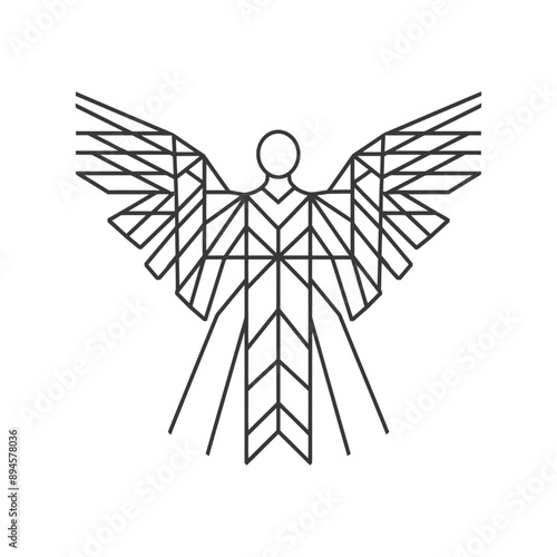 Geometric Angel with Spread Wings