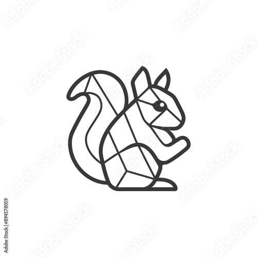 geometric art design squirrel with a bushy tail