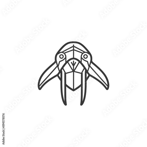 geometric art design walrus with large tusks