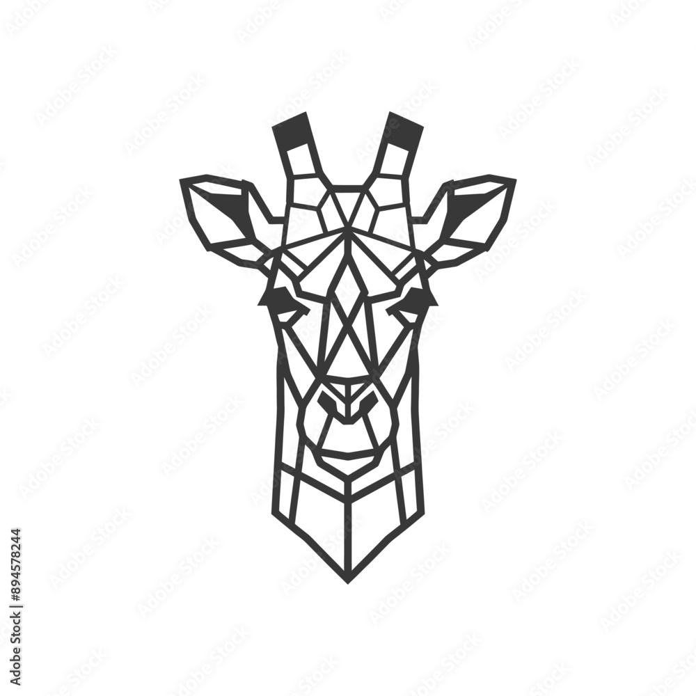 geometric giraffe head is depicted in a simple black and white design geometric giraffe head is depicted in a simple black and white design