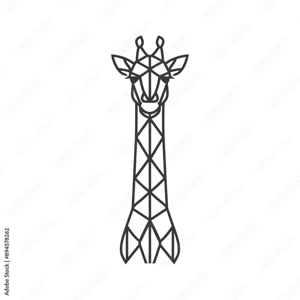 Obraz premium Geometric Giraffes Profile is Rendered in Black Lines
