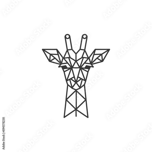 geometric giraffe head in black outline