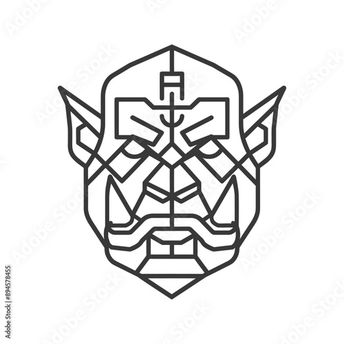 geometric illustration of a fierce orc face