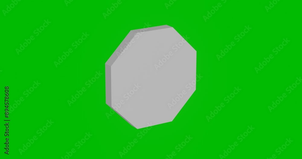 Animation of rotation of a white octagon symbol with shadow. Simple and ...