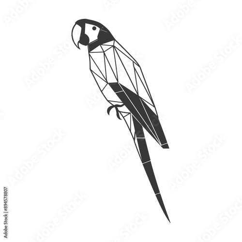 geometric parrot with black and white colors
