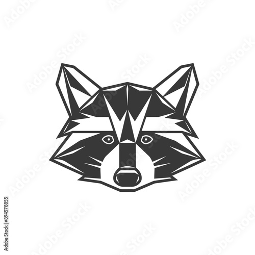 geometric raccoon face with intense eyes