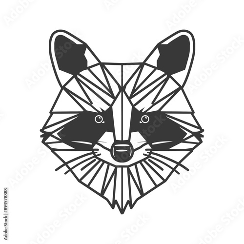 geometric raccoon stares intently