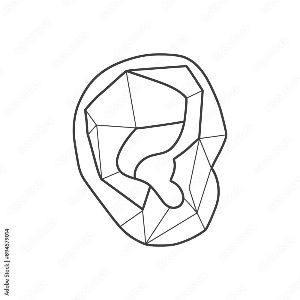 Geometric Representation of an Ear in Black and White Geometric Representation of an Ear in Black and White