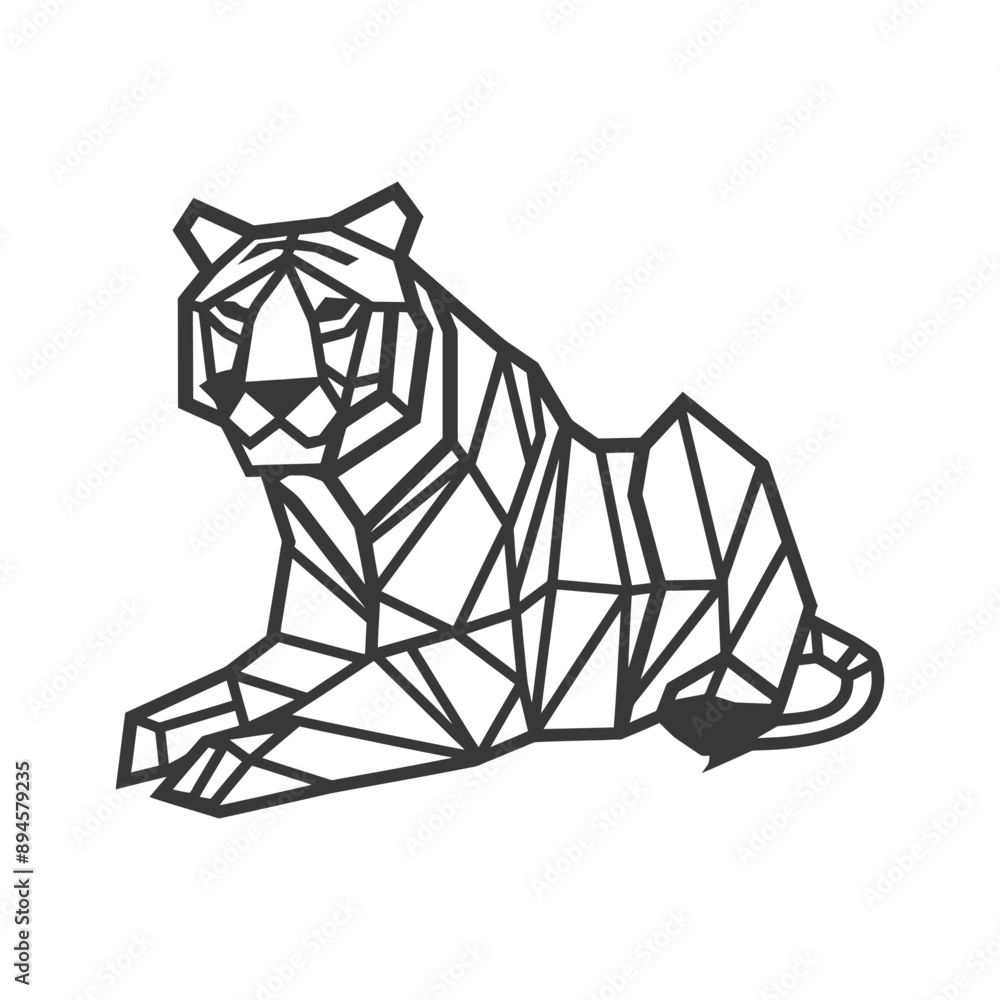 Geometric Tiger Rests on a White Background Geometric Tiger Rests on a White Background