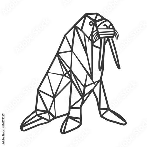 geometric walrus with large tusks