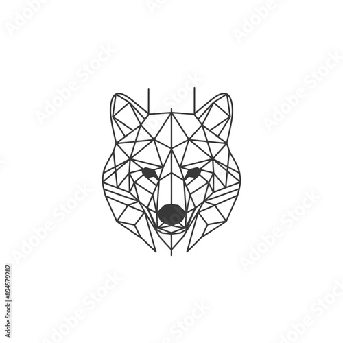 geometric wolf head stares intensely forward