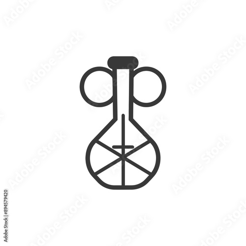 round bottom flask with a stopper and a clamp