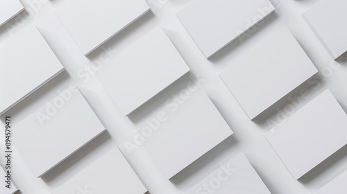 Blank business cards on white background  closeup. Mockup for design