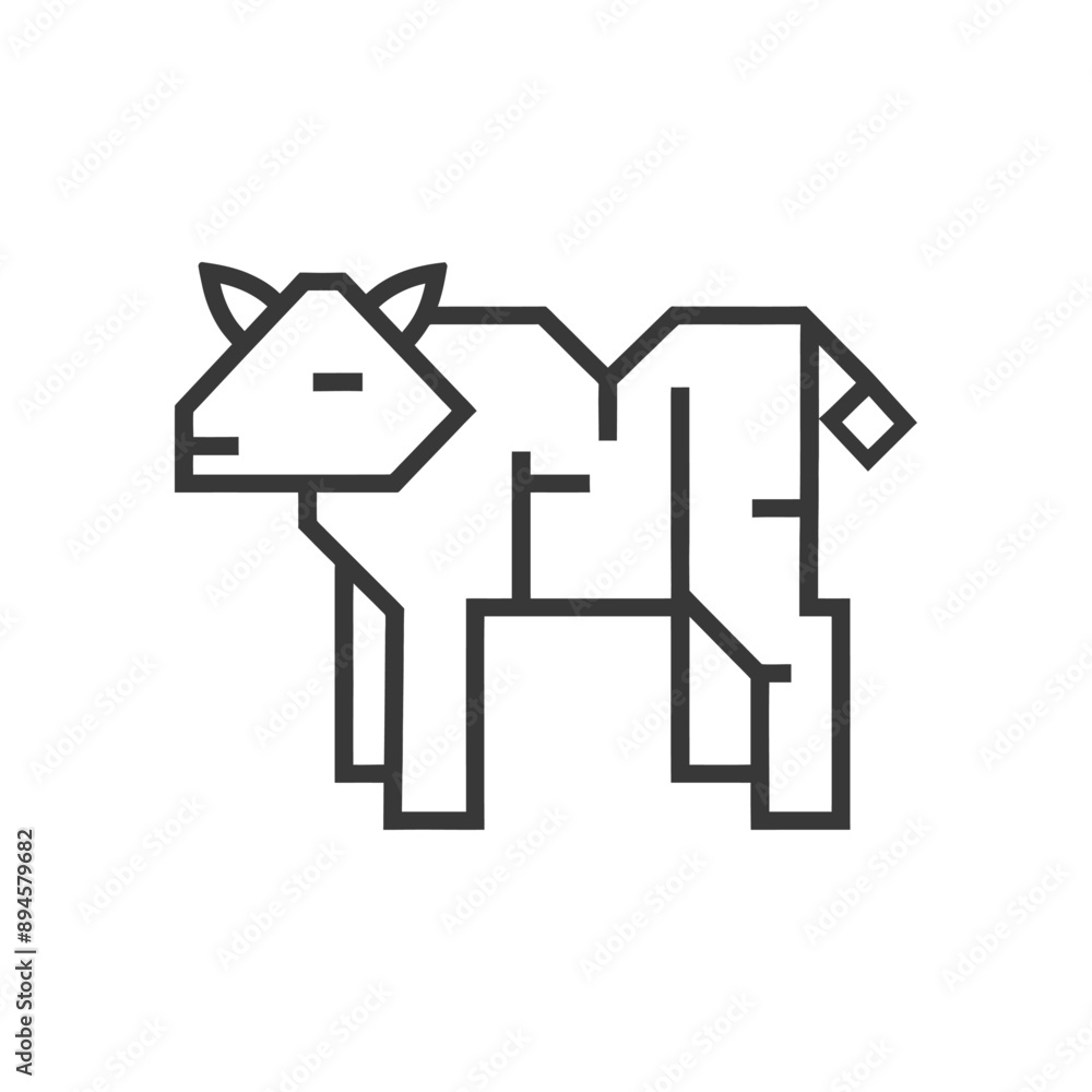 stylized line drawing of a cow with a geometric blocky design stylized line drawing of a cow with a geometric blocky design