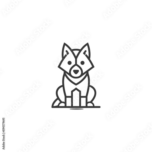 simple line drawing of a dog sitting