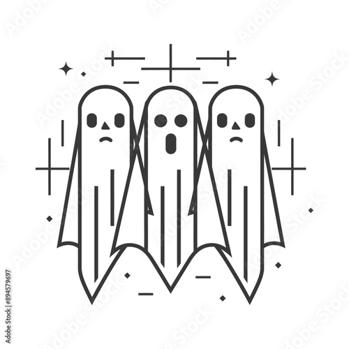 trio of ghosts in a spooky line up