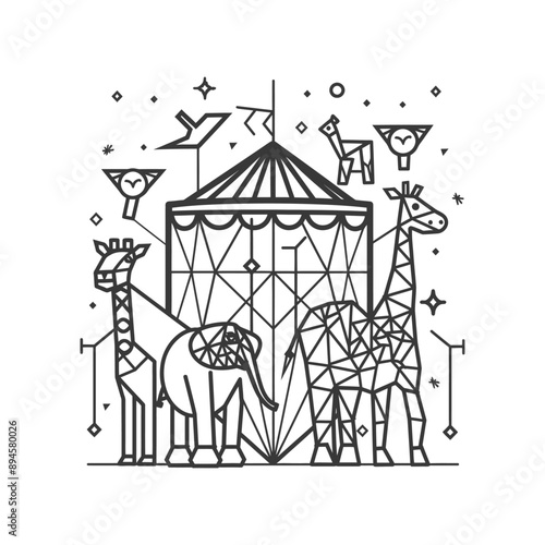 Geometric animals enjoying the circus