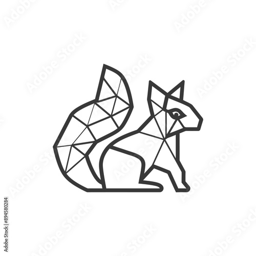 geometric art design squirrel with a bushy tail