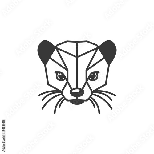 Geometric badger face with bold lines