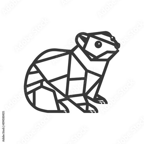 Geometric badger with a curious look