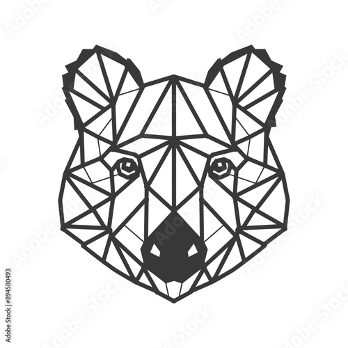 Geometric bear face in black and white