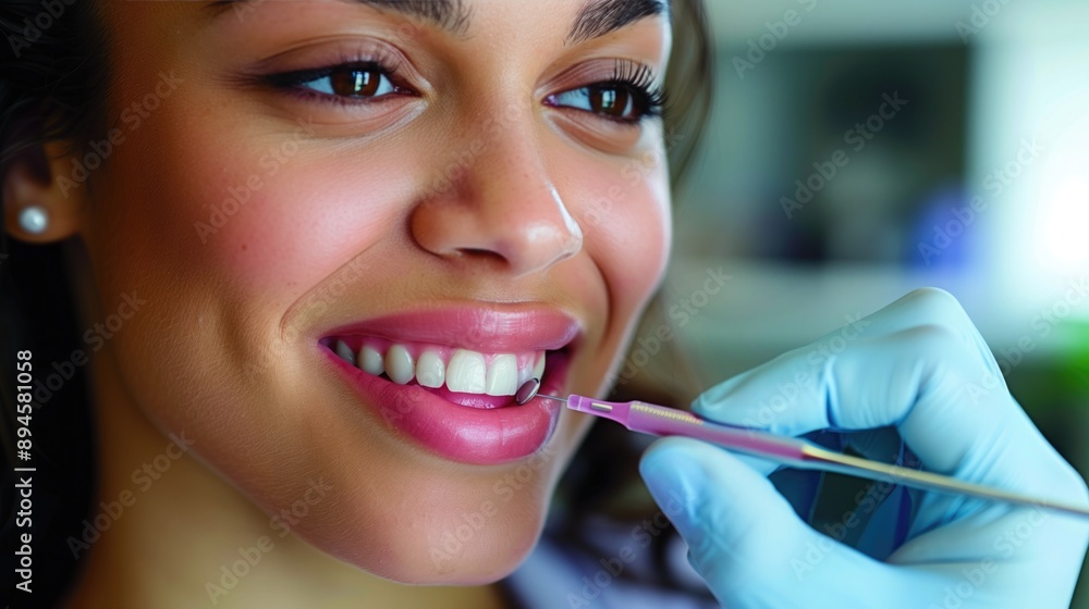 Fast Pain Relief. A dental professional applying a soothing gel to a patient's inflamed gum Fast Pain Relief. A dental professional applying a soothing gel to a patient's inflamed gum