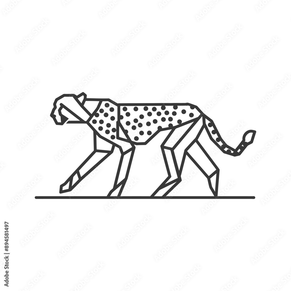 Fototapeta premium Geometric cheetah in motion fast and graceful