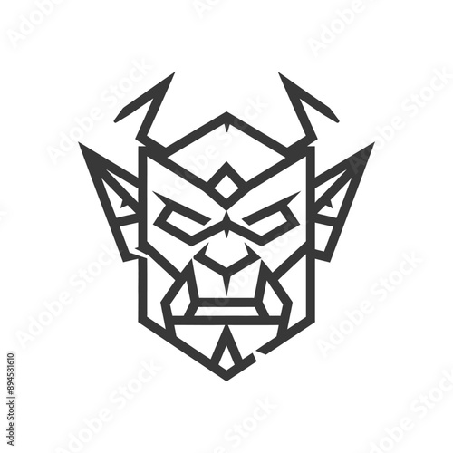 Geometric demon face with sharp features
