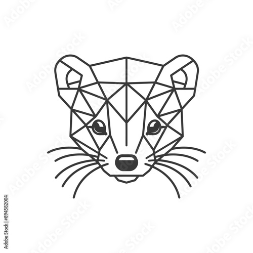 Geometric ferret portrait with whiskers