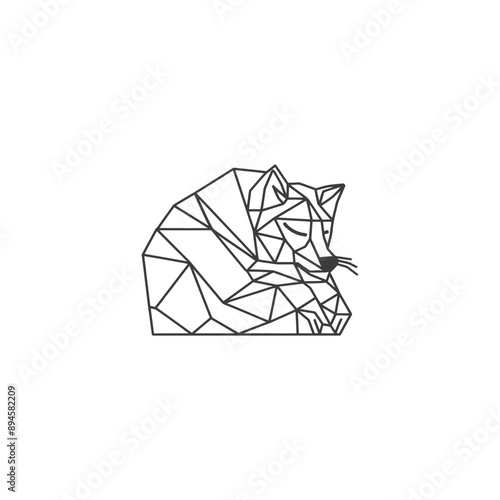Geometric fox taking a nap