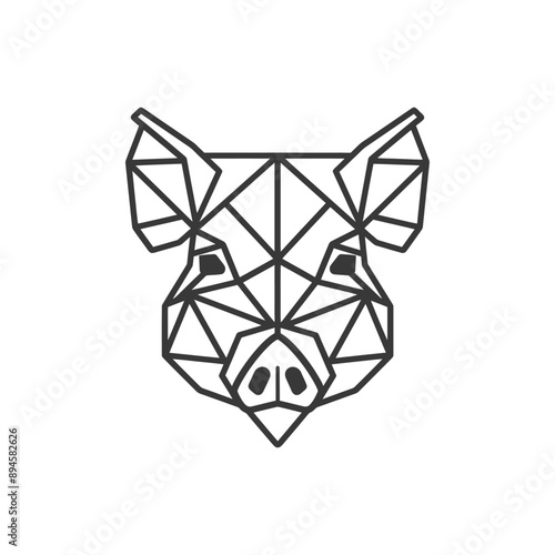 Geometric hog face illustration Simple line art