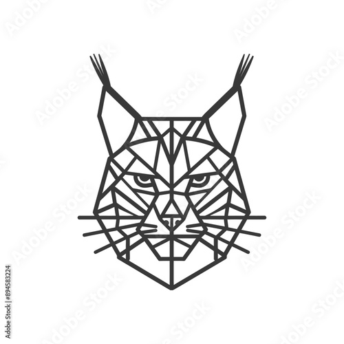 Geometric lynx portrait in black and white