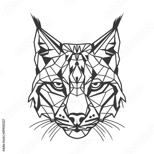 Geometric lynx portrait with bold lines