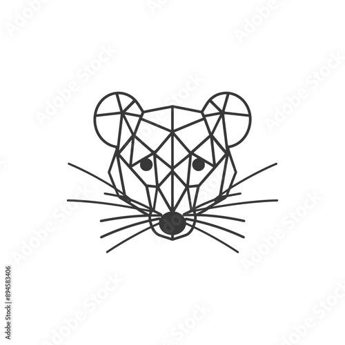 Geometric mouse with a cute curious expression