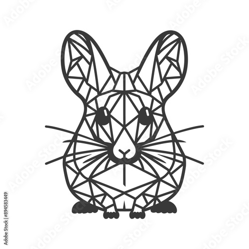 Geometric Chinchilla Illustration: Low-Poly Animal Portrait