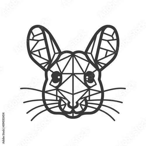 Geometric Chinchilla Portrait: Low-Poly Line Art Design