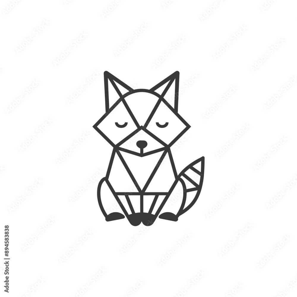 Fototapeta premium Geometric raccoon with closed eyes